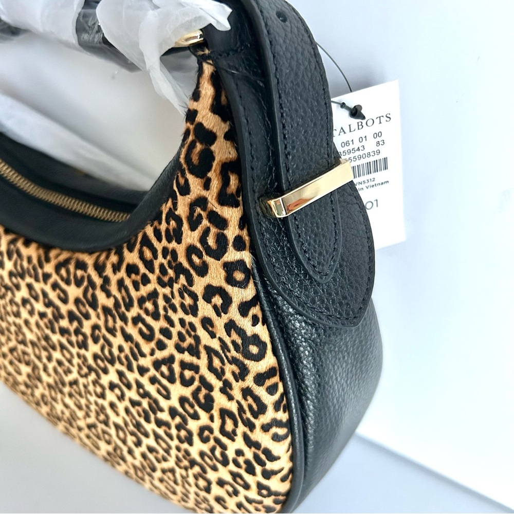 🍂NWT Talbots Leopard Calf Hair Crescent Shoulder Bag - Picture 12 of 13